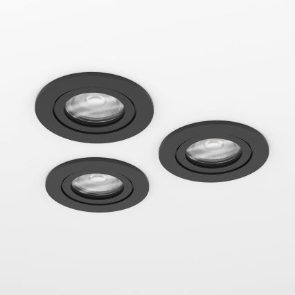 Eglo - Set 3x spoturi LED încastrate pentru baie, 1x GU10/4,5W/230V, IP44, negru