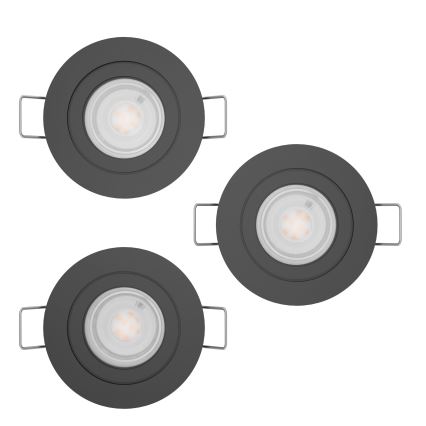 Eglo - Set 3x spoturi LED încastrate pentru baie, 1x GU10/4,5W/230V, IP44, negru