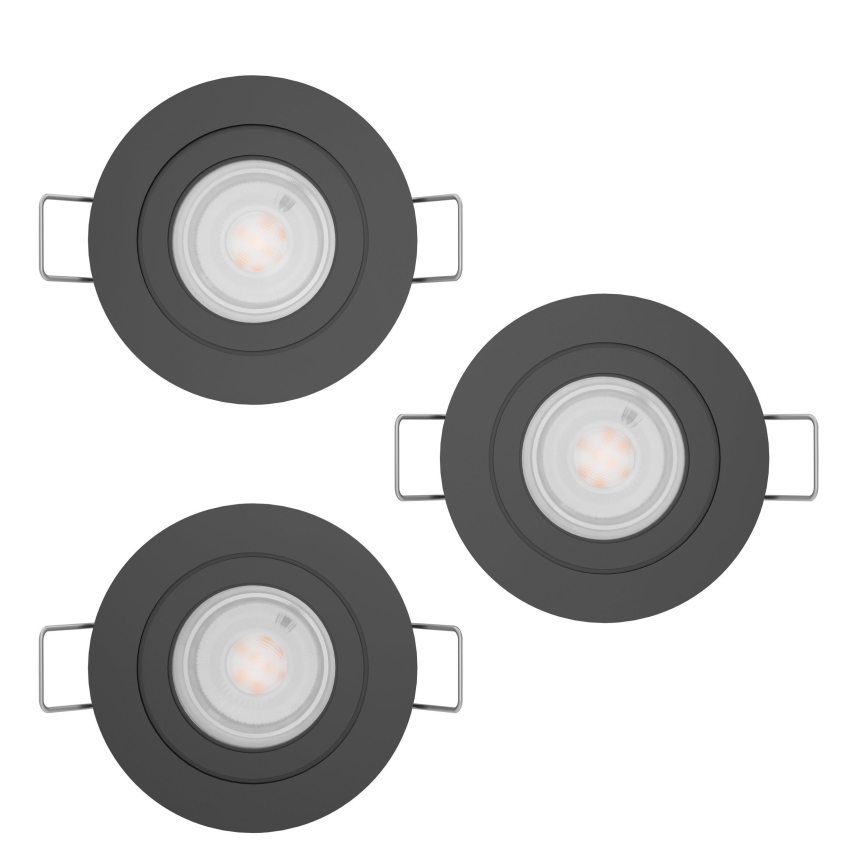 Eglo - Set 3x spoturi LED încastrate pentru baie, 1x GU10/4,5W/230V, IP44, negru