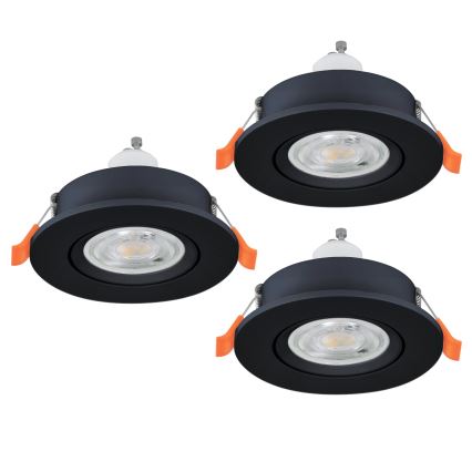Eglo - Set 3x spoturi LED încastrate 1xGU10/4,5W/230V negru