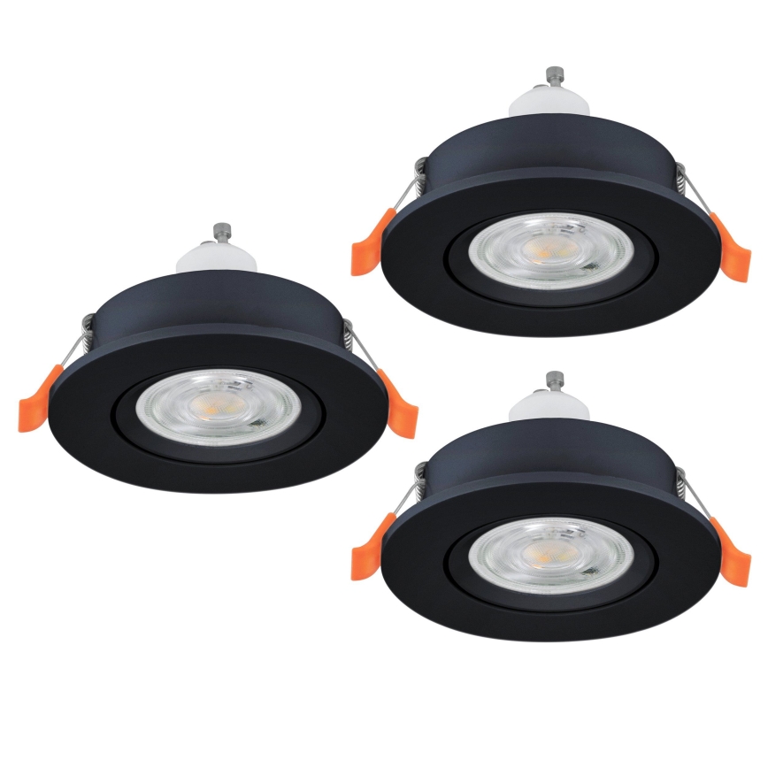 Eglo - Set 3x spoturi LED încastrate 1xGU10/4,5W/230V negru