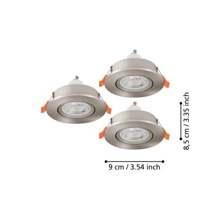 Eglo - Set 3x spot LED încastrat 1xGU10/4,5W/230V crom mat
