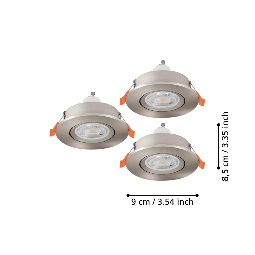 Eglo - Set 3x spot LED încastrat 1xGU10/4,5W/230V crom mat