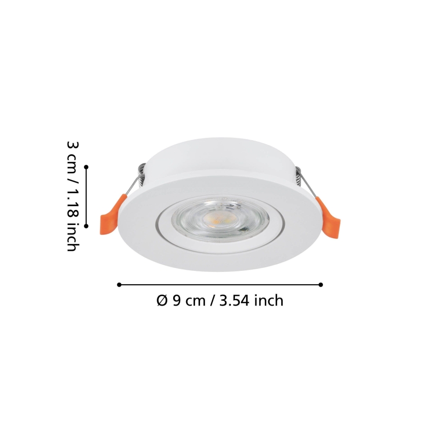 Eglo - Spot LED încastrat, 4,8 W, 230 V, 2700/4000/6500K, alb