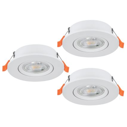 Eglo - Set de 3 spoturi LED încastrate, 4,8 W, 230 V, 2700/4000/6500 K, alb