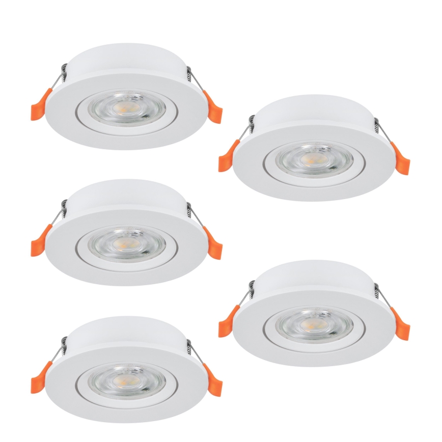 Eglo - Set de 5 spoturi LED încastrate de tavan, 4,8 W, 230 V, 2700/4000/6500 K, albe