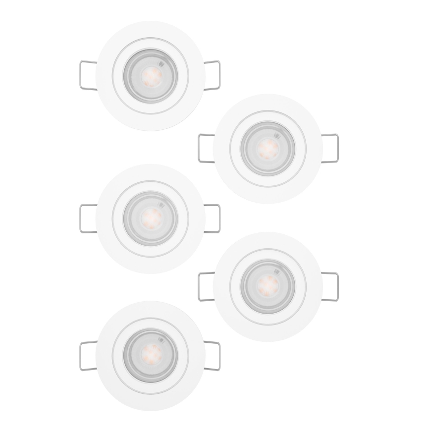 Eglo - Set de 5 spoturi LED încastrate de tavan, 4,8 W, 230 V, 2700/4000/6500 K, albe