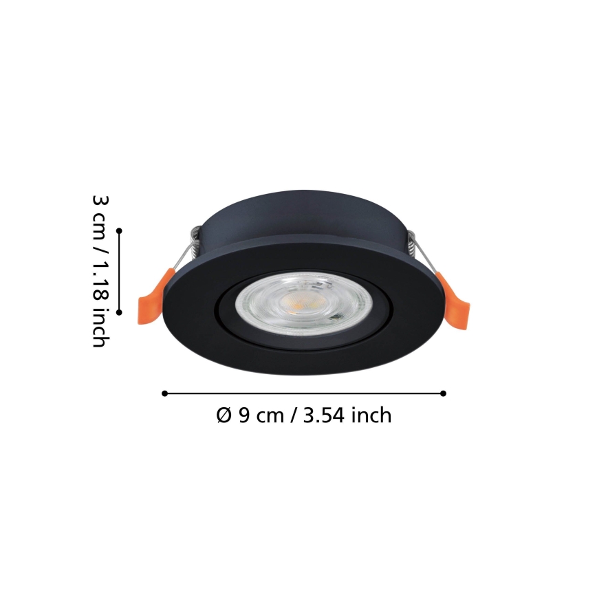 Eglo - Spot LED încastrat, 4,8 W, 230 V, 2700/4000/6500 K, negru