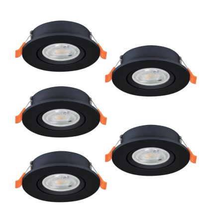 Eglo - Set de 5 spoturi LED încastrate, 4,8 W, 230 V, 2700/4000/6500 K, negru