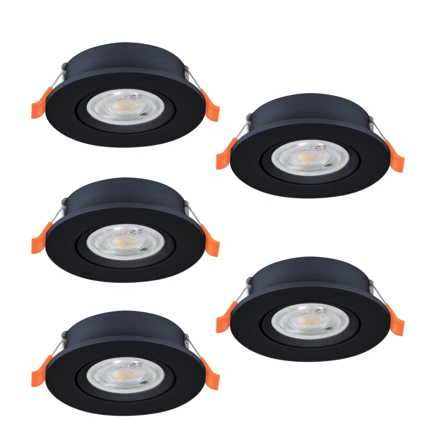 Eglo - Set de 5 spoturi LED încastrate, 4,8 W, 230 V, 2700/4000/6500 K, negru