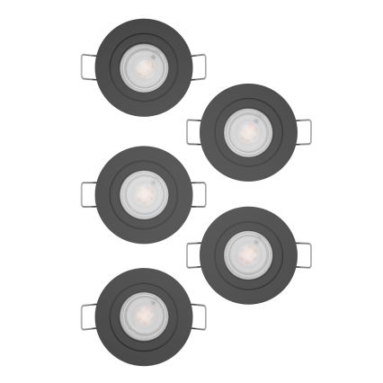 Eglo - Set de 5 spoturi LED încastrate, 4,8 W, 230 V, 2700/4000/6500 K, negru