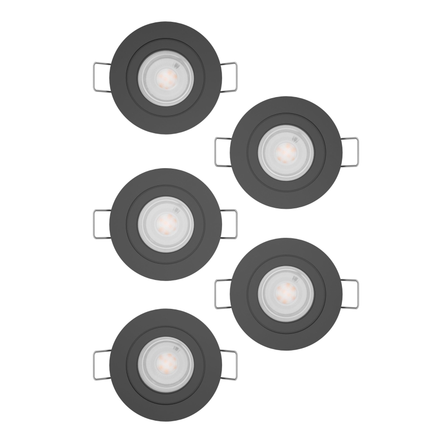 Eglo - Set de 5 spoturi LED încastrate, 4,8 W, 230 V, 2700/4000/6500 K, negru