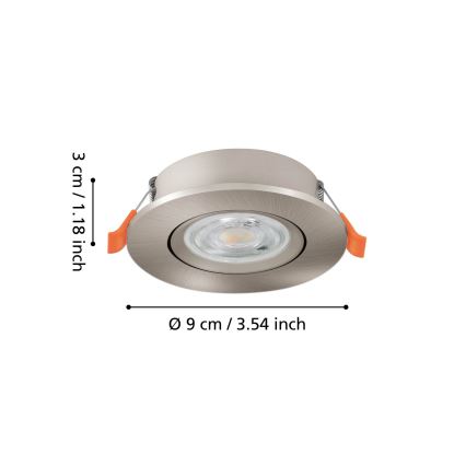 Eglo - Spot LED încastrat pentru tavan, 4,8 W, 230 V, 2700/4000/6500 K, crom mat