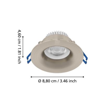 Eglo - Spot încastrat LED pentru baie, 4,9 W, 230 V, temperaturi de culoare selectabile 2700/4000/6500 K, Ø 8,8 cm, IP65, crom mat