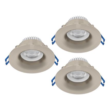 Eglo - Set de 3 spoturi LED încastrate pentru baie, 4,9 W, 230 V, 2700/4000/6500 K (selecție temperatură de culoare), Ø 8,8 cm, IP65, crom mat