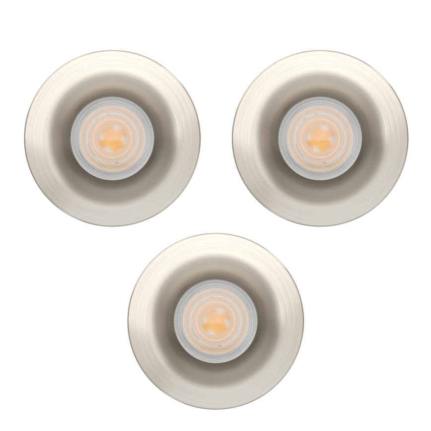 Eglo - Set de 3 spoturi LED încastrate pentru baie, 4,9 W, 230 V, 2700/4000/6500 K (selecție temperatură de culoare), Ø 8,8 cm, IP65, crom mat
