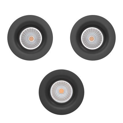Eglo - Set de 3 spoturi LED încastrate reglabile, 4,8 W, 230 V, Ø 8,8 cm, negru
