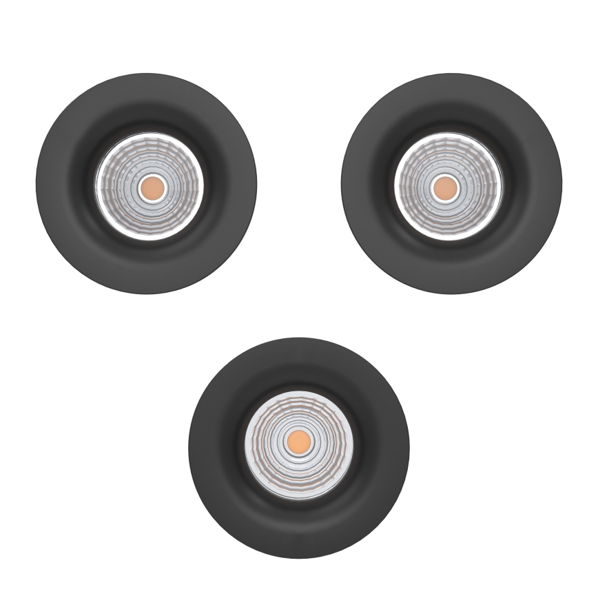 Eglo - Set de 3 spoturi LED încastrate reglabile, 4,8 W, 230 V, Ø 8,8 cm, negru