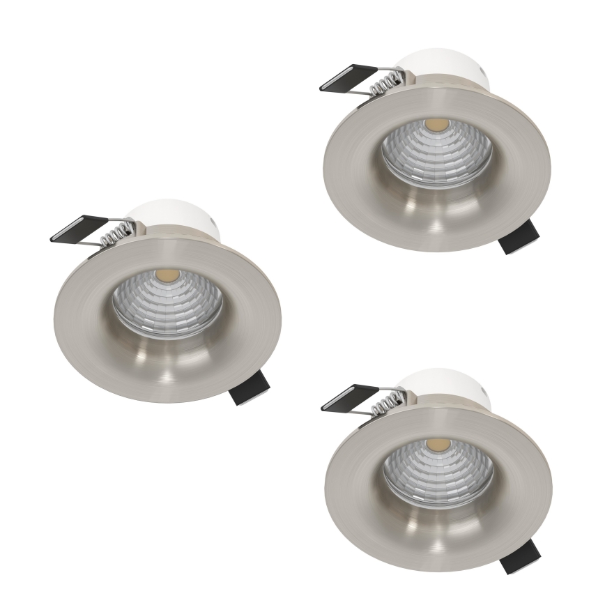 Eglo - Set de 3 spoturi încastrate LED, reglabile, 4,8 W/230 V, Ø 8,8 cm, crom mat