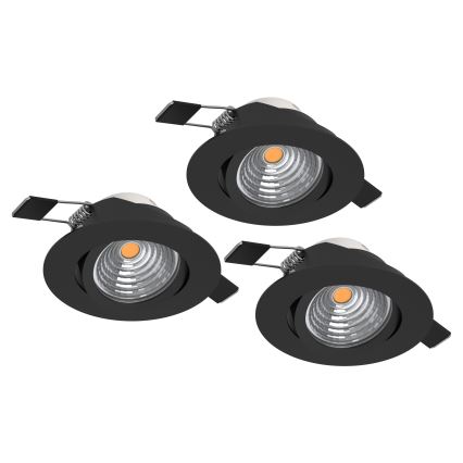 Eglo - Set 3x spot LED încastrat, reglabil, LED/6,4W/230V pr. 8,8 cm negru