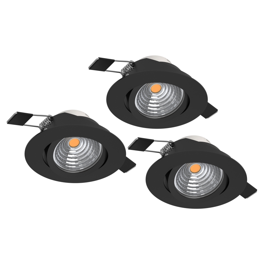 Eglo - Set 3x spot LED încastrat, reglabil, LED/6,4W/230V pr. 8,8 cm negru
