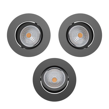Eglo - Set 3x spot LED încastrat, reglabil, LED/6,4W/230V pr. 8,8 cm negru