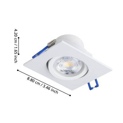 Eglo - Set de 3 corpuri LED încastrate, dimabile, 4,8W/230V, 8,8x8,8 cm, alb