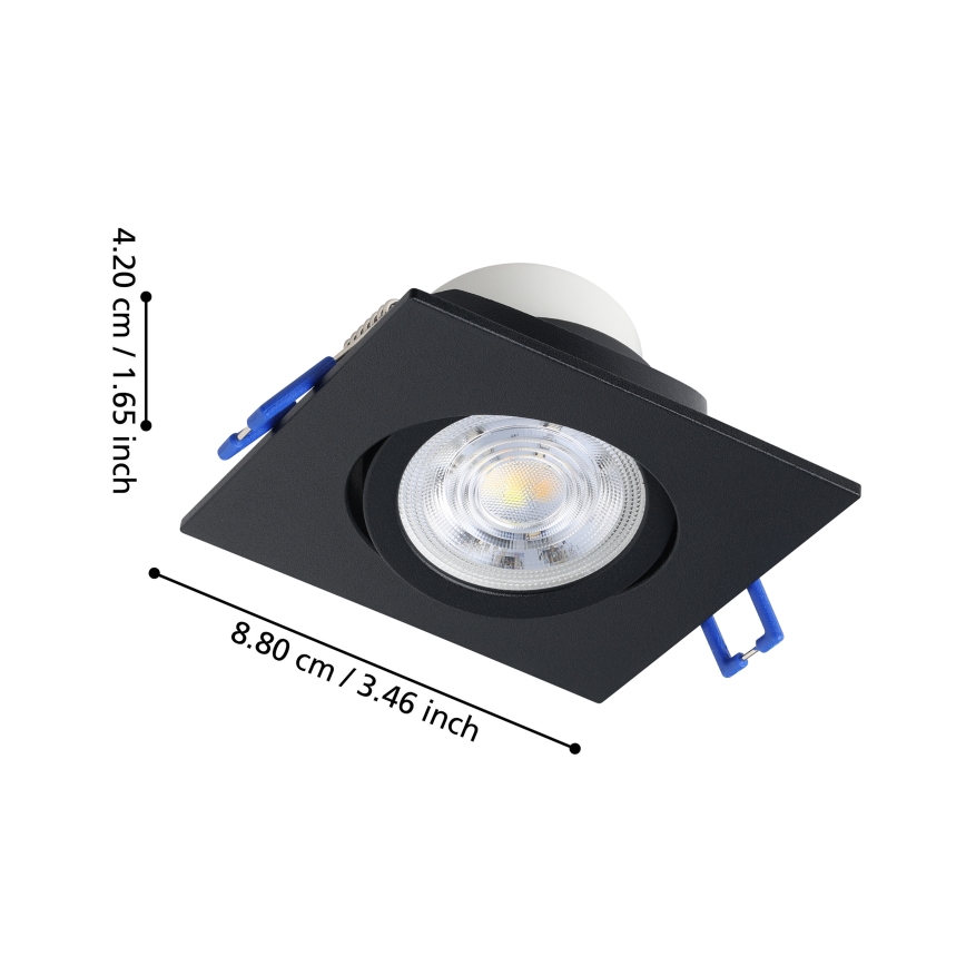 Eglo - Set 3x spot LED încastrat, dimabil, LED/4,8W/230V, 8,8x8,8 cm, negru