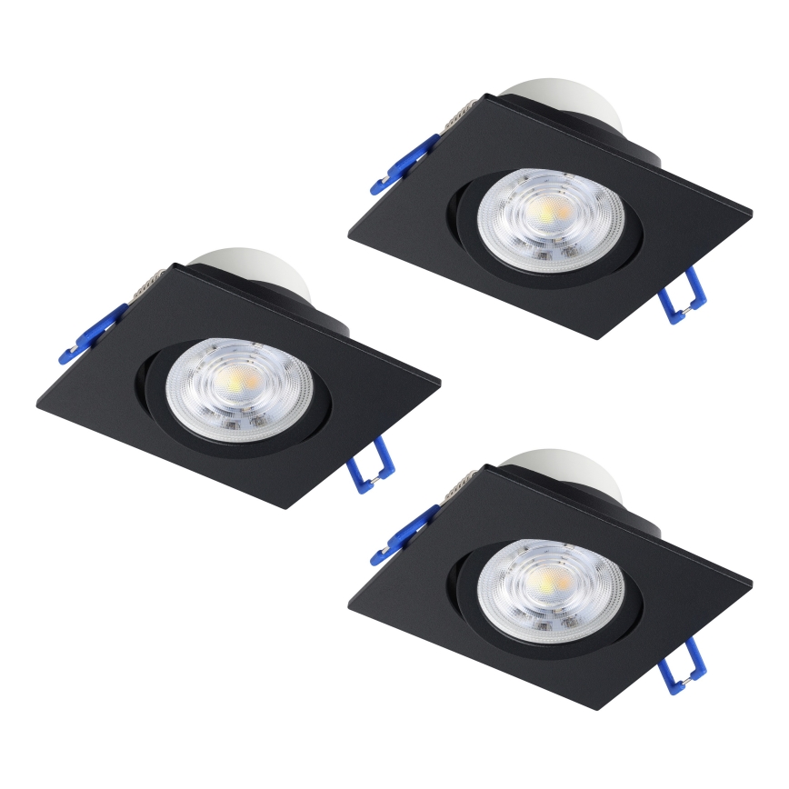 Eglo - Set de 3 spoturi LED încastrate, reglabile, LED/6,4W/230V, 8,8x8,8 cm, negru