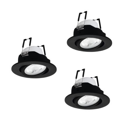 Eglo - Set 3 buc. spoturi LED RGBW încastrate, compatibile cu dimmer, LED/4,7W/230V, 2700-6500K, negru