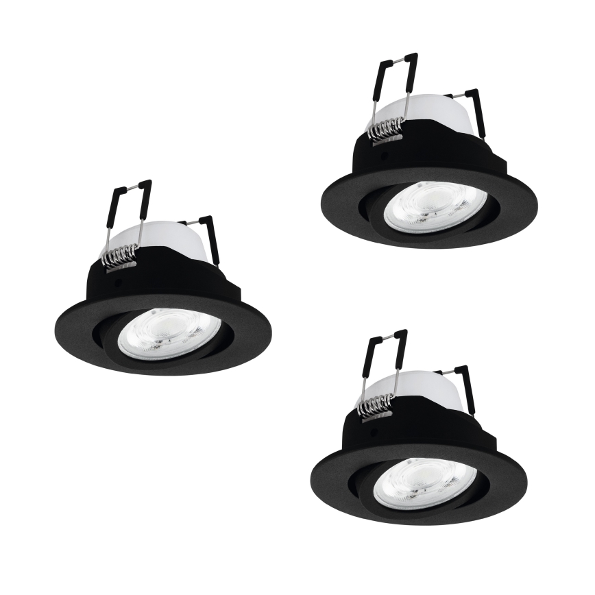 Eglo - Set 3 buc. spoturi LED RGBW încastrate, compatibile cu dimmer, LED/4,7W/230V, 2700-6500K, negru