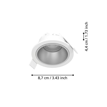 Eglo - Spot LED încastrat pentru baie, reglabil, LED/4,8W/230V 2700/4000/6500K IP44 alb/auriu
