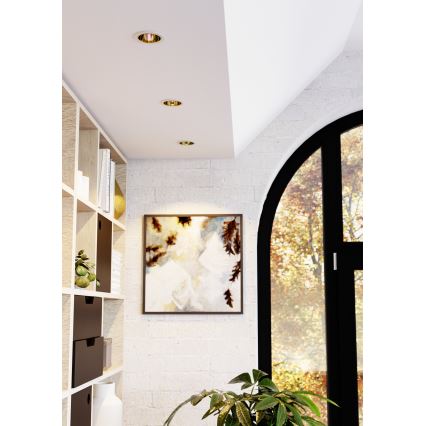 Eglo - Plafonieră LED RGBW încastrată pentru baie, dimmabilă, 4,8W, 230V, 2700-6500K, IP44, alb/auriu