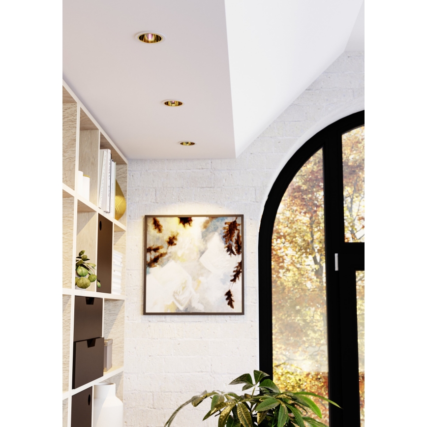 Eglo - Plafonieră LED RGBW încastrată pentru baie, dimmabilă, 4,8W, 230V, 2700-6500K, IP44, alb/auriu