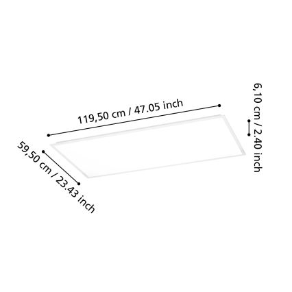 Eglo - Panou LED montat pe suprafață, 36,5 W, 230 V, 2700/4000/6500 K, 120 x 60 cm, alb