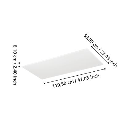Eglo - Panou LED montaj aparent dimmabil, 35,5W, 230V, 2700–6500K, 120x60 cm, alb, cu telecomandă