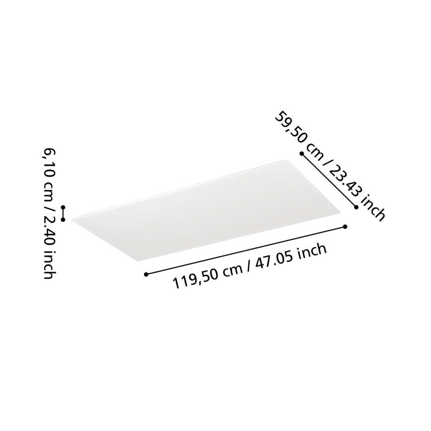 Eglo - Panou LED montaj aparent dimmabil, 35,5W, 230V, 2700–6500K, 120x60 cm, alb, cu telecomandă