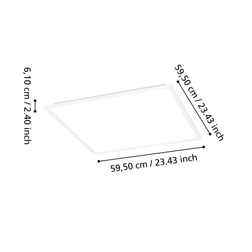 Eglo - Plafonieră LED aplicată reglabilă, 33W, 230V, 2700-6500K, 50x50 cm, alb + telecomandă