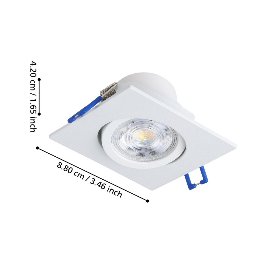 Eglo - Set de 3 spoturi LED încastrate, reglabile, LED/6,4W/230V, 8,8x8,8 cm alb