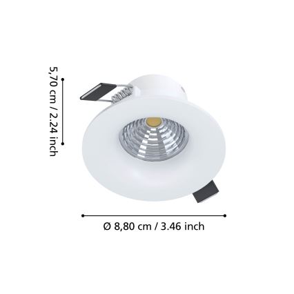 Eglo - Spot LED încastrat dimerizabil LED/6,4W/230V Ø 8,8 cm alb