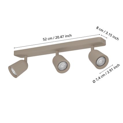 Eglo - Spot cu 3 dulii GU10, 10 W, 230 V, bej