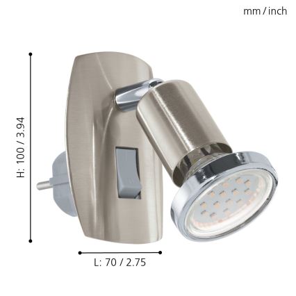 Eglo - Lampă LED cu priză 1xGU10/2,8W/230V, crom mat
