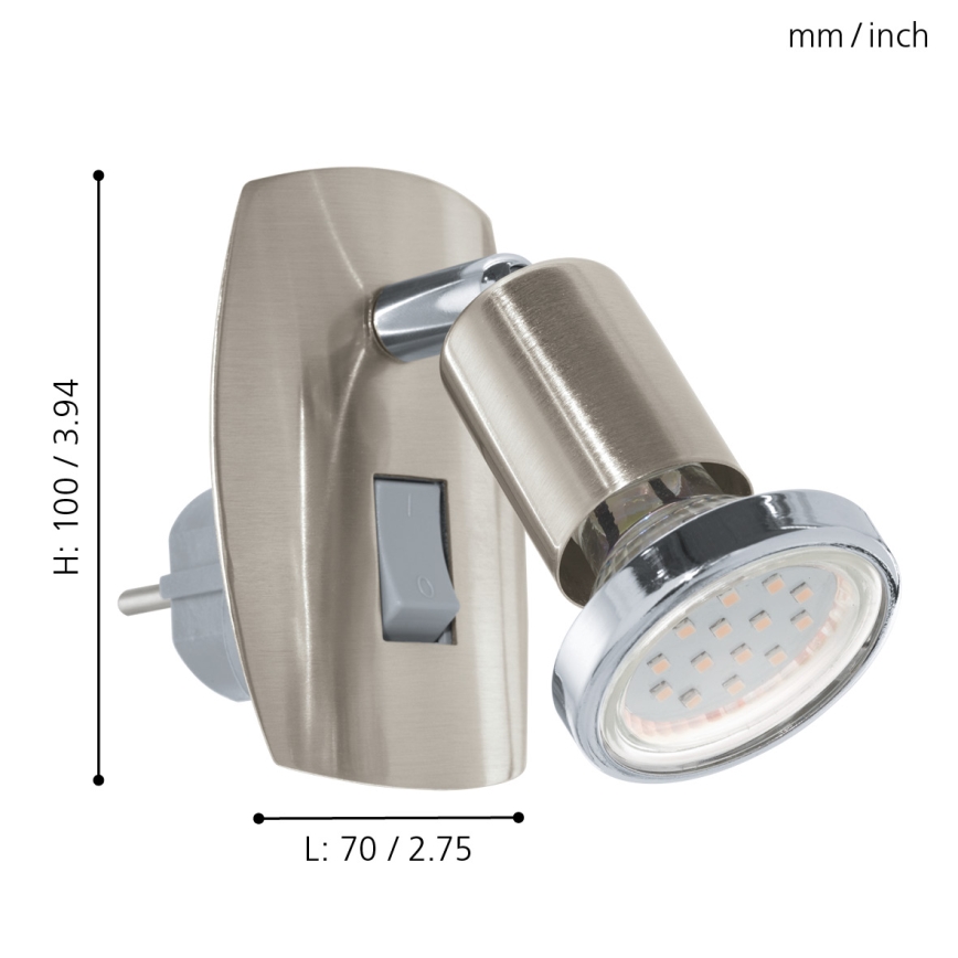 Eglo - Lampă LED cu priză 1xGU10/2,8W/230V, crom mat