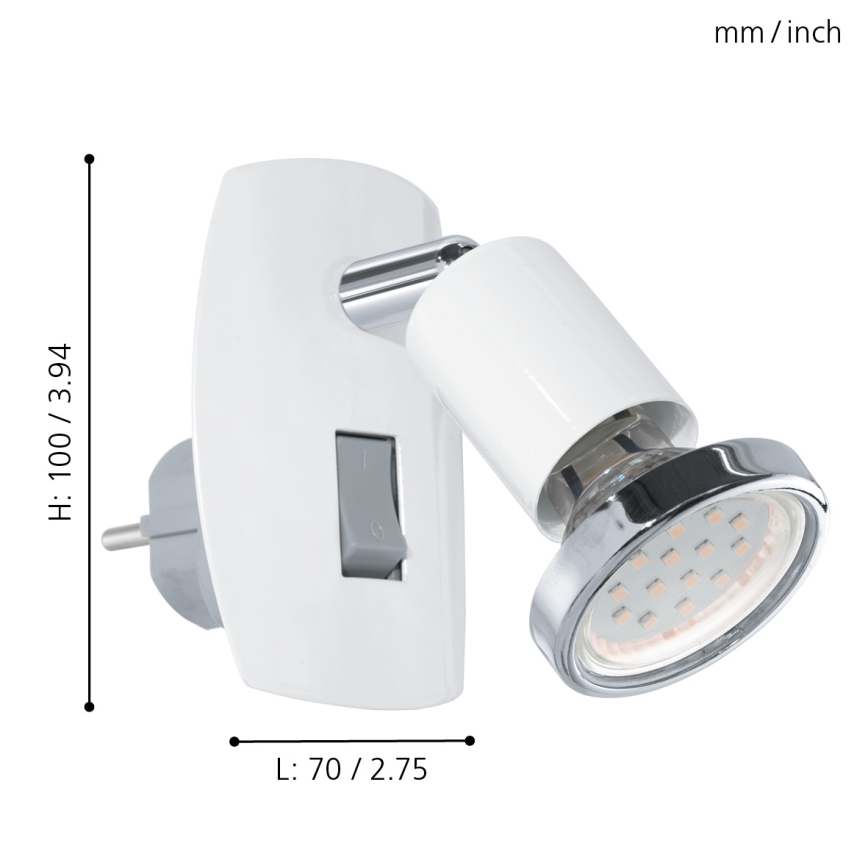 Eglo - Lampă LED pentru priză 1xGU10/2,8W/230V albă