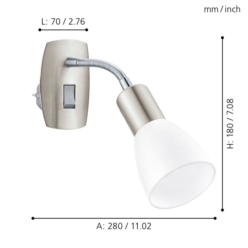 Eglo - Lampă de perete pentru priză 1xE14/5W/230V crom mat
