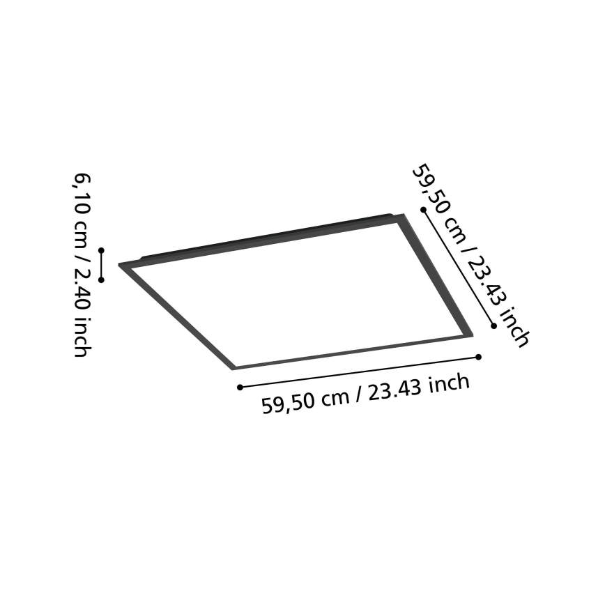 Eglo - Panou LED aplicat, 32,5W, 230V, 2700/4000/6500K, 60x60 cm, negru
