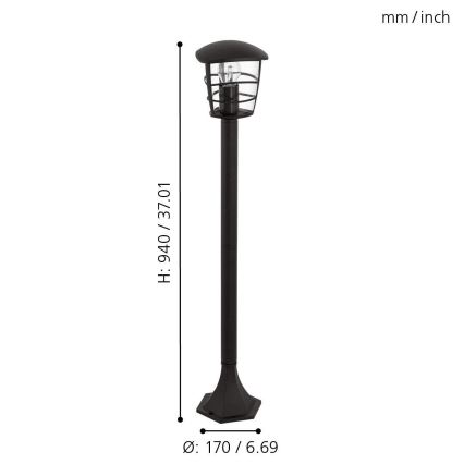 Eglo - Lampă LED de exterior 1xE27/8,5W/230V IP44 neagră