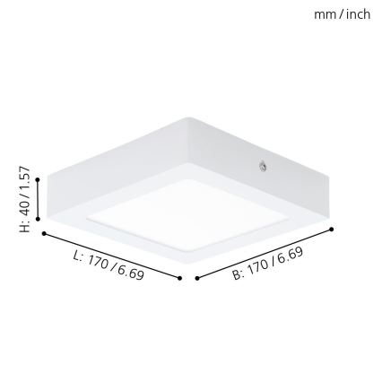 Eglo FUEVA 94073 - Plafonieră LED 1 x LED, 10,95 W, 230 V, 17x17 cm
