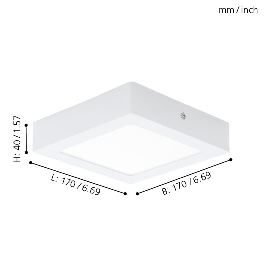 Eglo FUEVA 94073 - Plafonieră LED 1 x LED, 10,95 W, 230 V, 17x17 cm