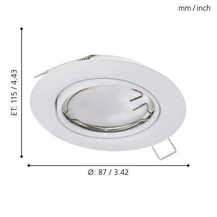 Eglo - Set de 3 spoturi LED încastrate PENETO 1x GU10-LED/5W/230V